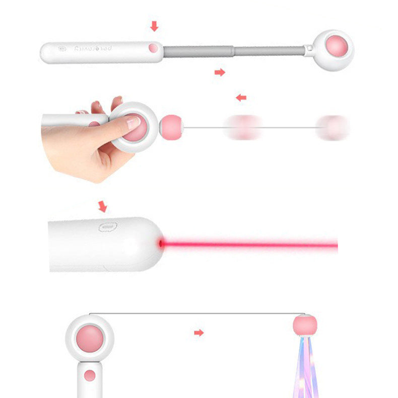 Interactive Cat Wand Toy — Feather & Catnip Teaser with Optional Laser
