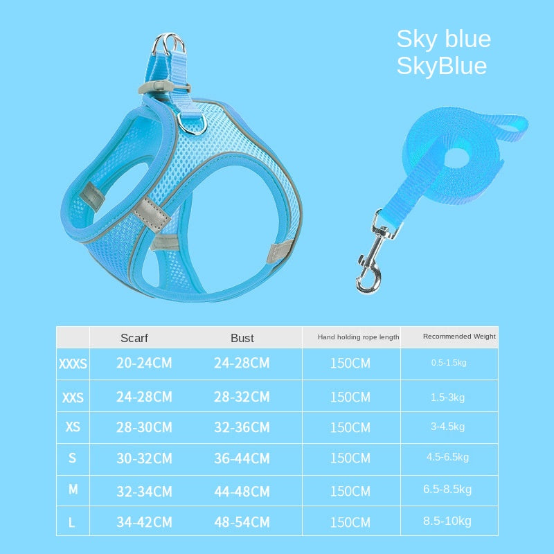 Breathable Mesh Vest Harness — Reflective, 6 Sizes XXXS–L, 5 Color Suits