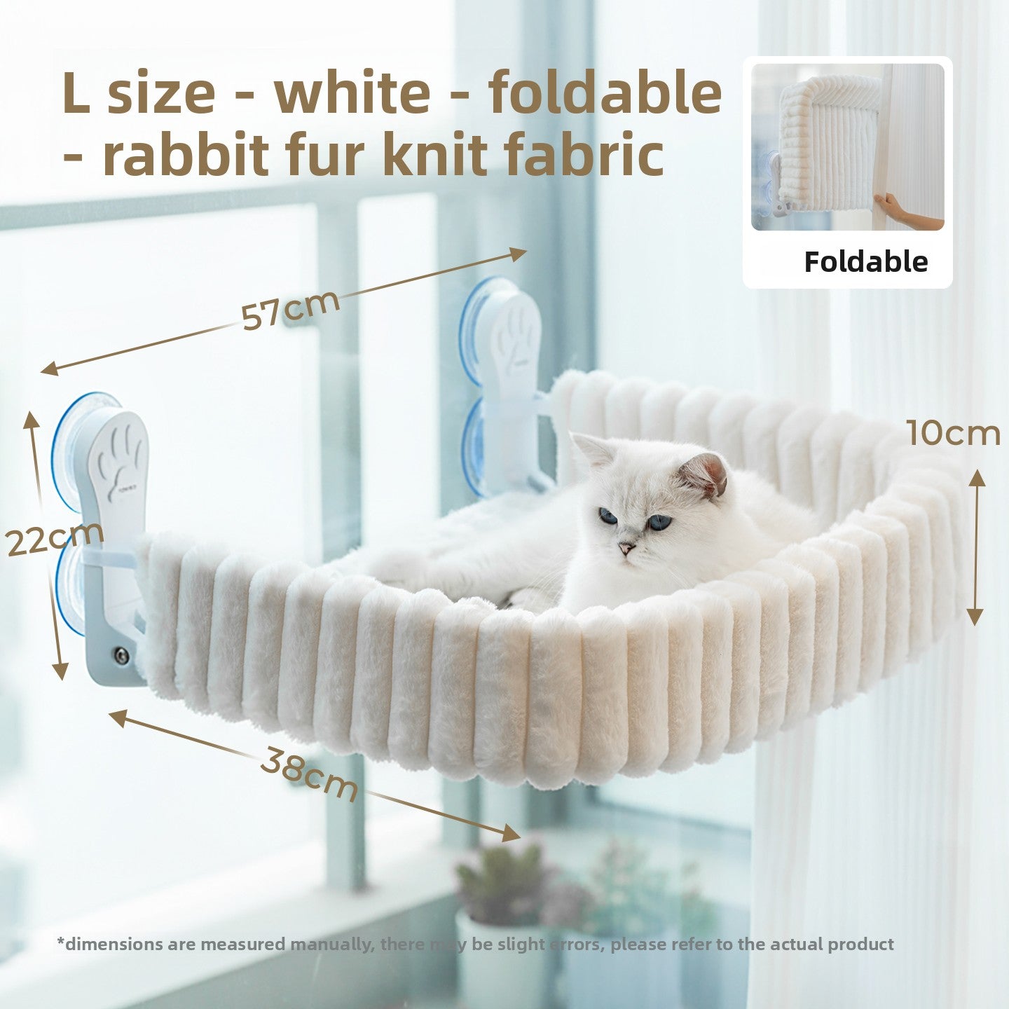 Foldable Cat Window Hammock — Suction Cup Mount, Washable, 15kg Capacity, Sizes M & L
