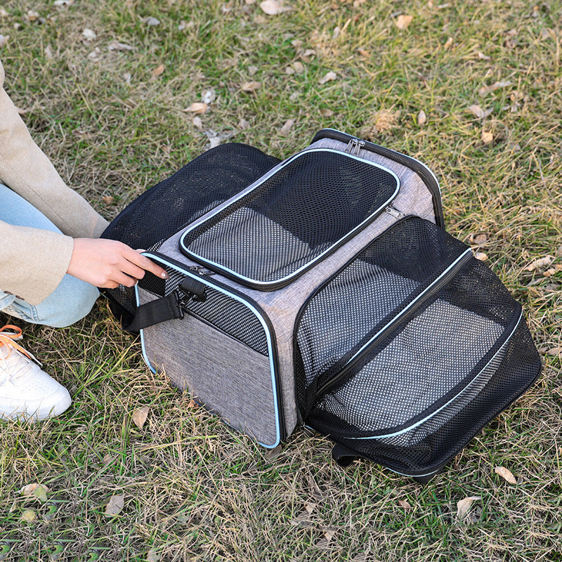 Expandable Pet Carrier Tote — Soft-Sided Travel Bag for Cats & Small Dogs