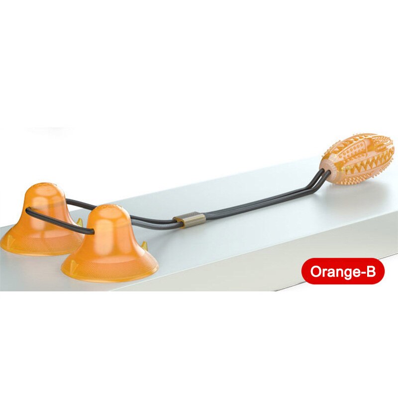 Suction Cup Dog Toy — Elastic Rope & Treat Ball, Food-Grade Rubber, 4 Colors