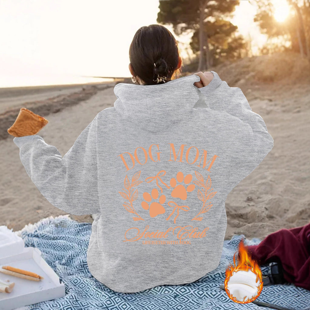 Dog Mom Printed Hoodie — Loose Fit, Lantern Sleeve, 5 Sizes, 8 Colors