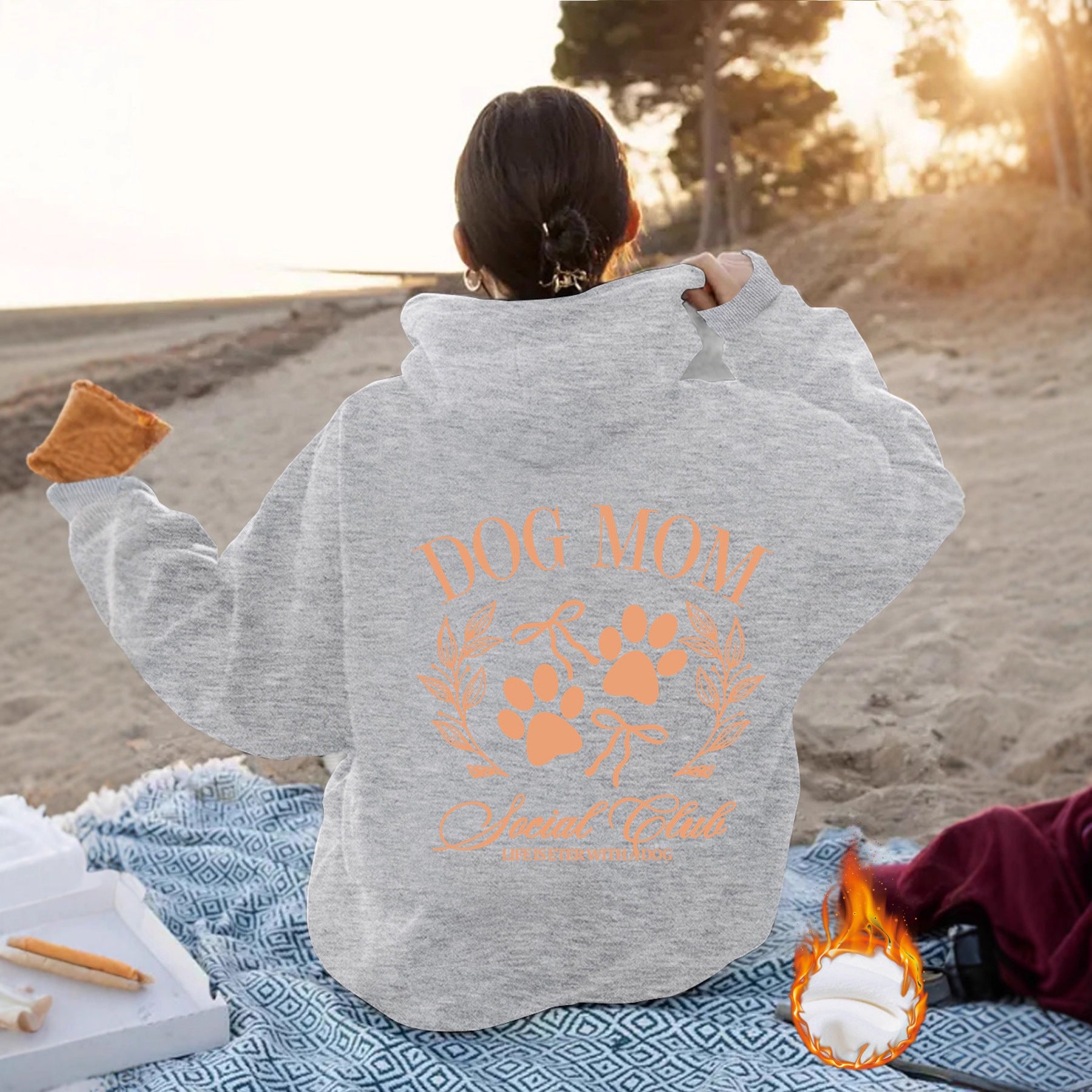 Dog Mom Printed Hoodie — Loose Fit, Lantern Sleeve, 5 Sizes, 8 Colors