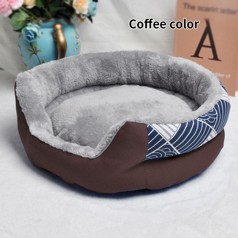 All-Season Pet Kennel Bed — Removable & Washable, 4 Sizes, Multiple Patterns