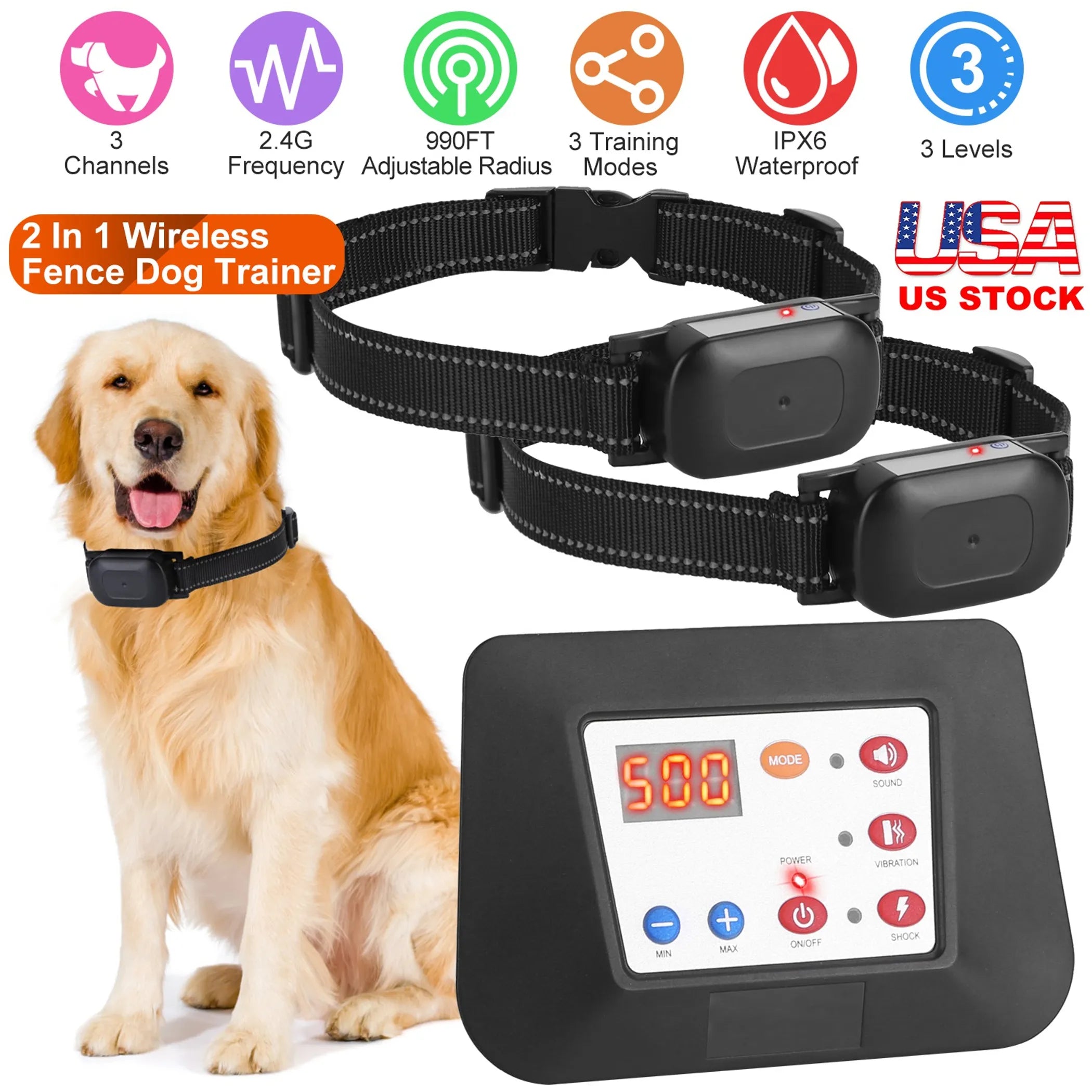 990FT Radius Dog Training Collar Wireless Fence