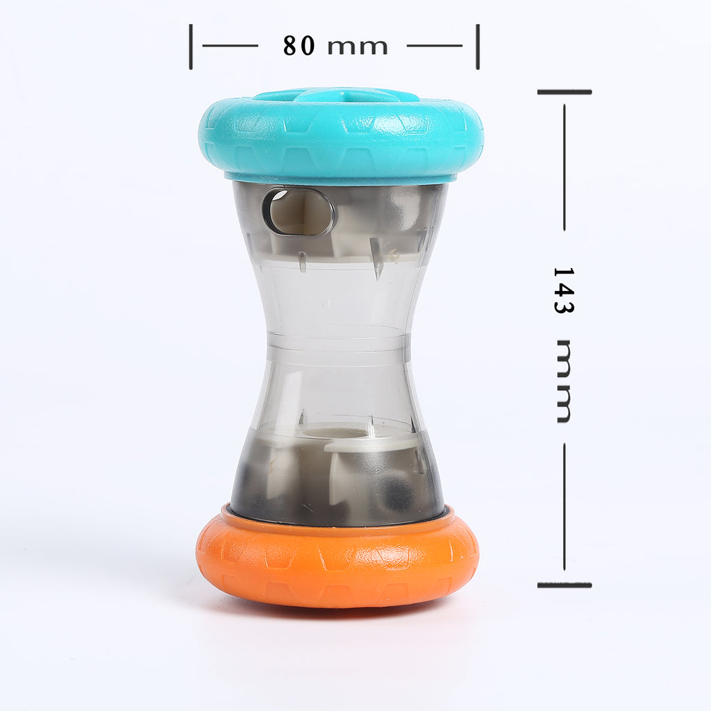 ABS+TPE Dumbbell Treat Leaking Slow Feeder — Labyrinth Puzzle, Mute Wheels, 175g