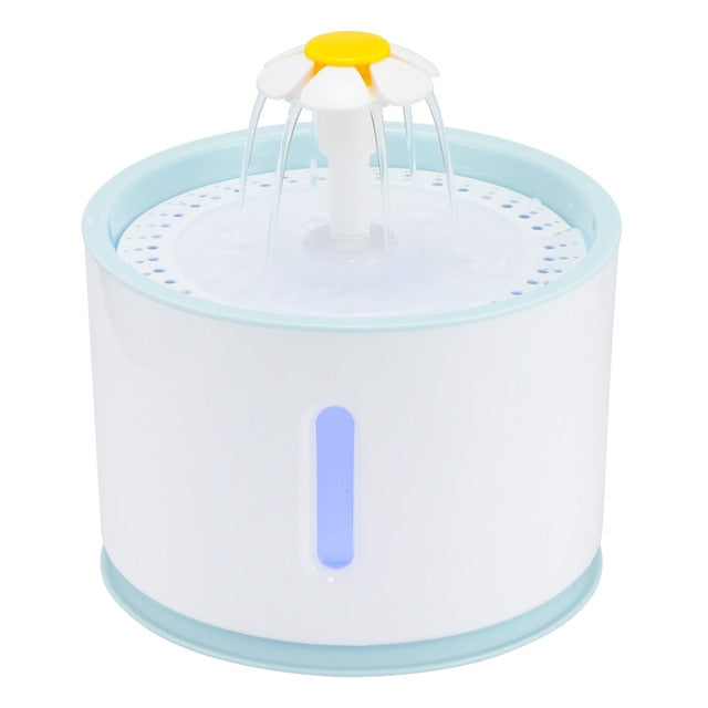 2.4L LED Pet Water Fountain — PP + Stainless Steel, USB, IP68, Quiet Pump