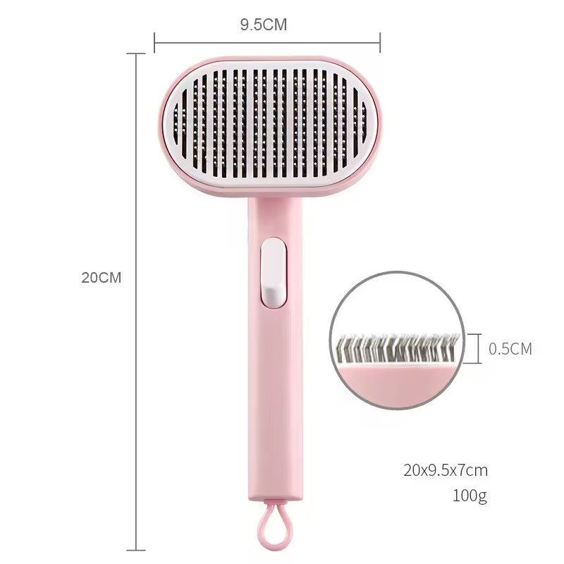 Self-Cleaning Pet Deshedding Comb — Automatic Hair Removal, ABS & Stainless Steel, 4 Colors
