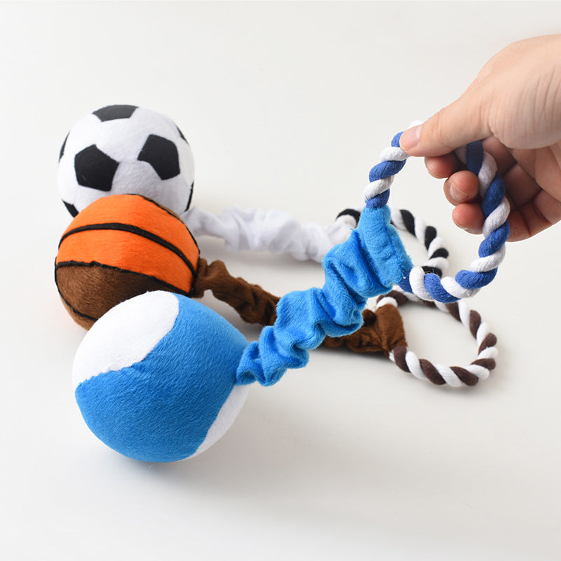 Soft Cloth Squeaky Molar Ball Dog Toy — Football, Basketball or Tennis, 31cm