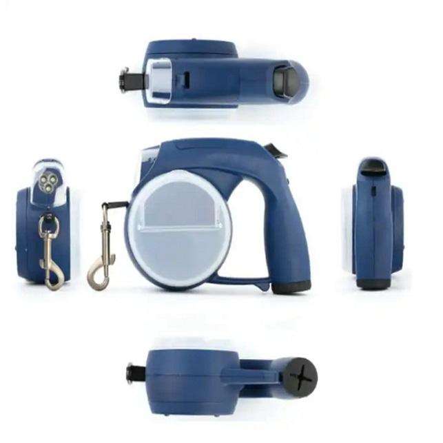 5-in-1 Retractable LED Dog Leash with Bowl, Water Cup & Poop Bag Dispenser