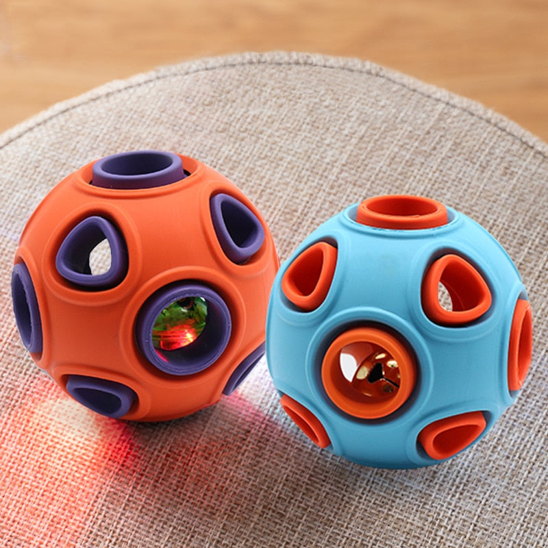 Interactive Rubber Treat Ball Dog Toy — Hollow, Glowing & Bells Variants, S or L