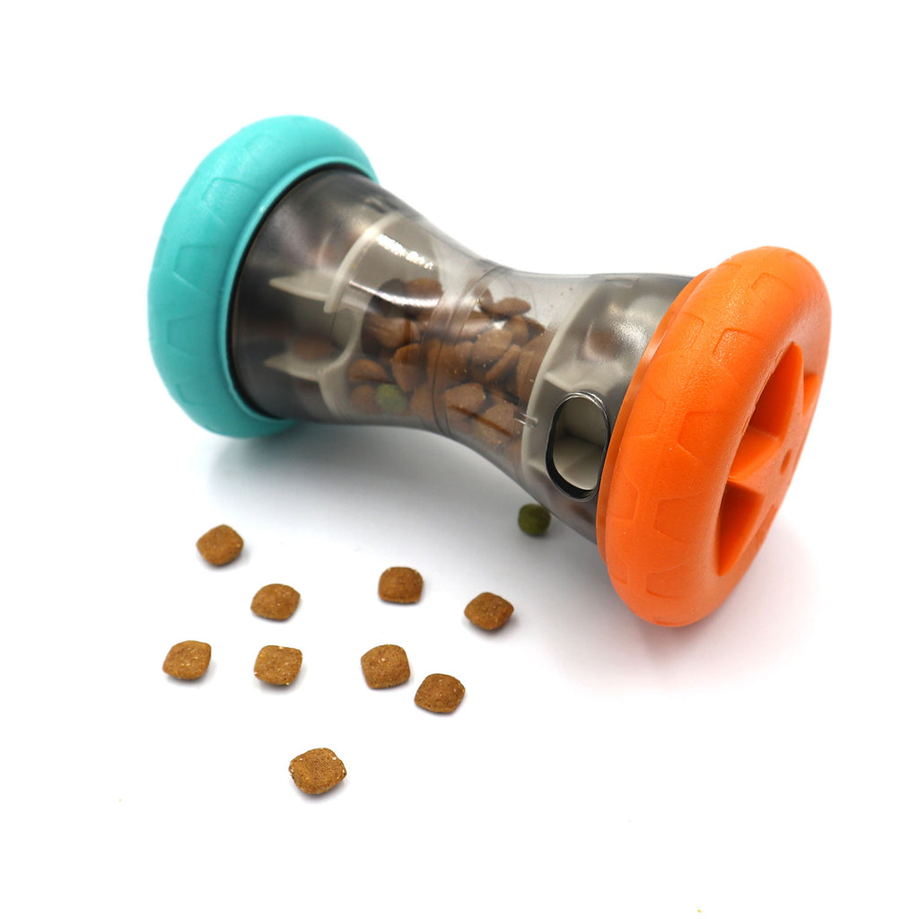 ABS+TPE Dumbbell Treat Leaking Slow Feeder — Labyrinth Puzzle, Mute Wheels, 175g