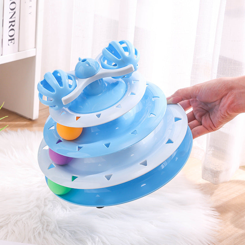 4-Layer Cat Track Ball Toy — Interactive Spinning Turntable, 3 Colors