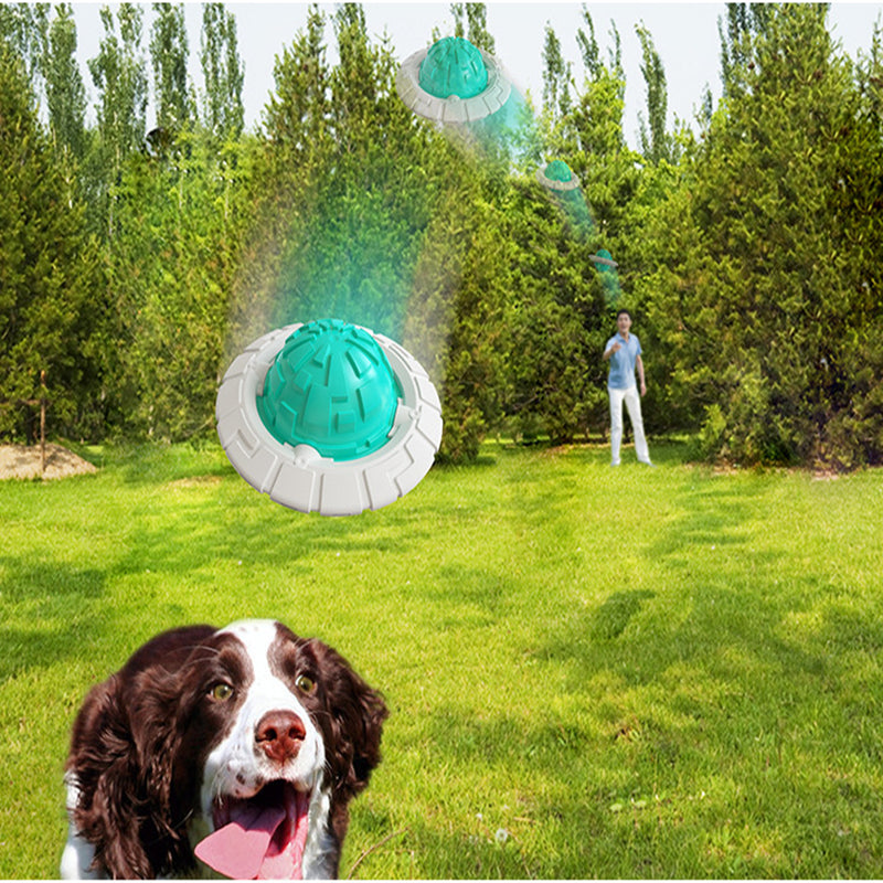 Interactive Dog Chew Toy — Squeaky Frisbee & Dental Grinding Ball, 3 Colors