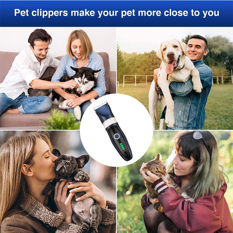 Electric Pet Hair Clipper — USB Rechargeable, 8 Guide Combs, 250-Min Battery, Dogs & Rabbits