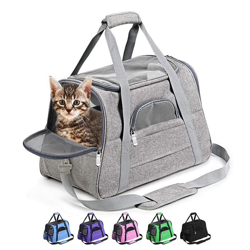 Breathable Oxford Pet Carrier Bag — Crossbody & Car Bag for Cats & Dogs