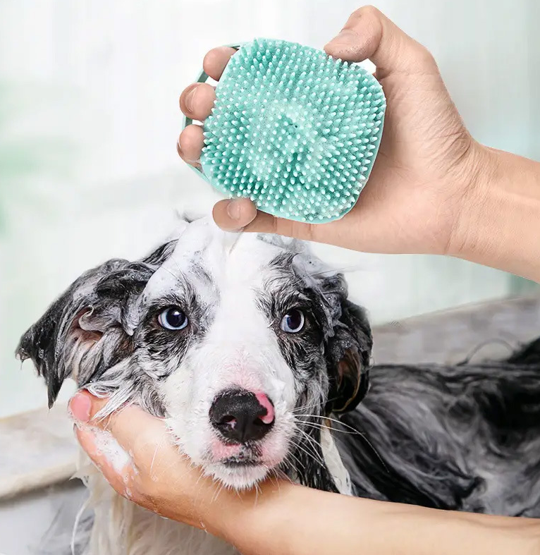 Silicone Pet Shower & Massage Brush — Bath Scrubber & Grooming Tool for Dogs & Cats