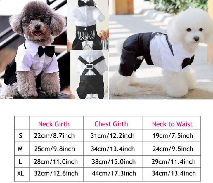 Dog Groom Tuxedo Jumpsuit with Bow Tie — Cotton & Polyester, S–XL