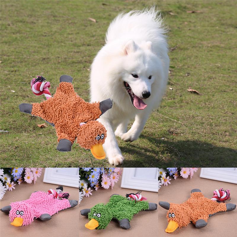 Papa Duck Plush Squeaky Dog Toy — Durable, Teething, 25cm, Green or Orange