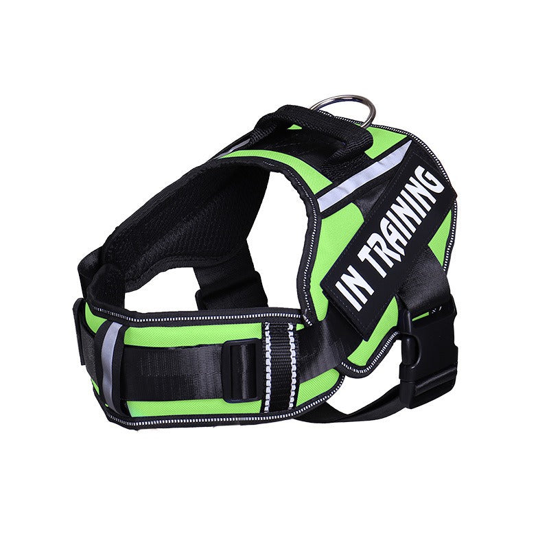 Reflective Dog Chest Harness — Breathable Nylon Vest with Neck Guard, 8 Colors, Sizes S–XL