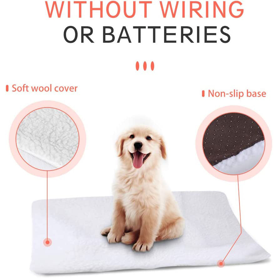 Self-Heating Pet Mat — Cashmere & Thermal Layer Blanket for Dogs & Cats, 60×45cm