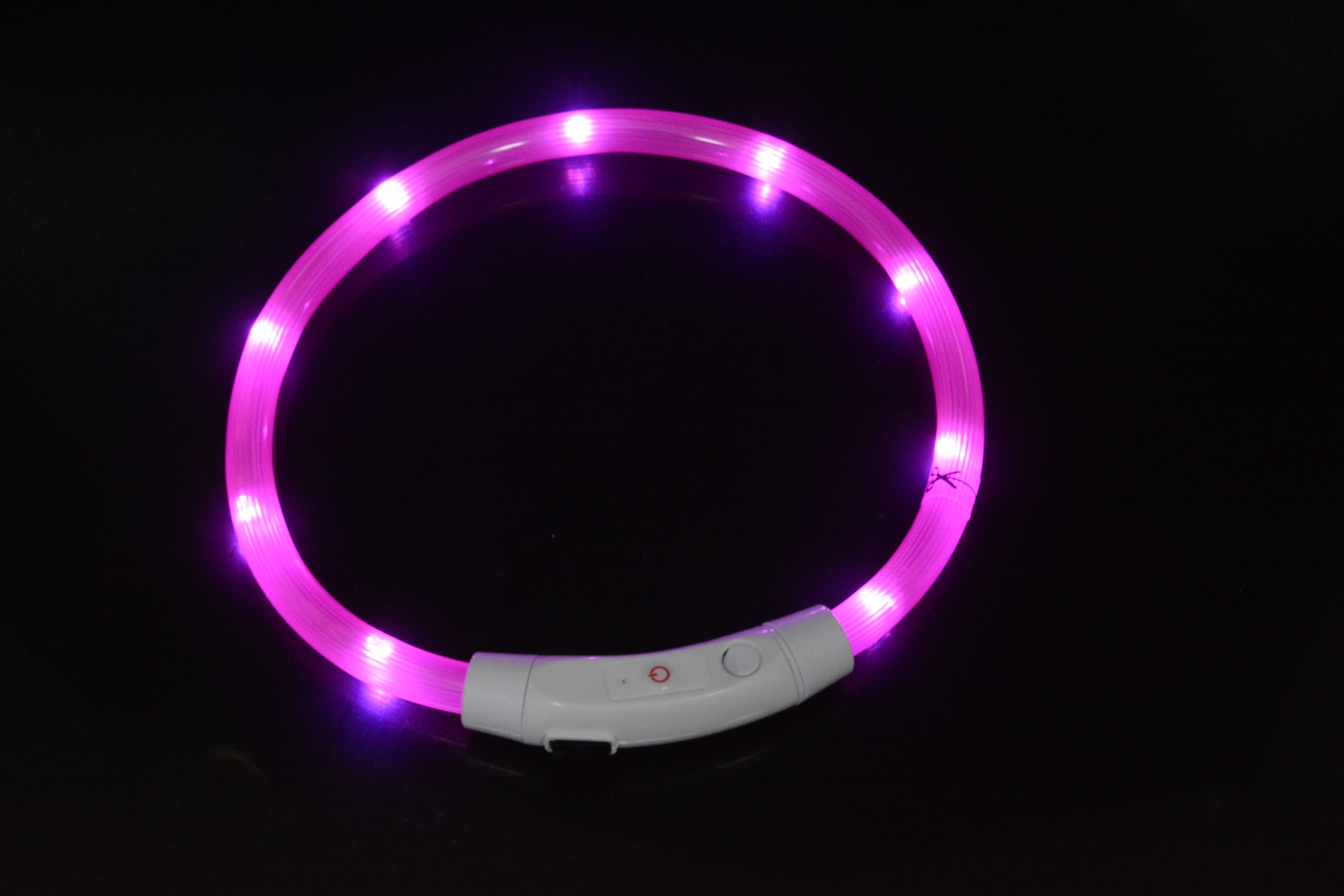 USB Rechargeable LED Dog Collar — Fiber Optic Glow, 3 Colors, S/M/L