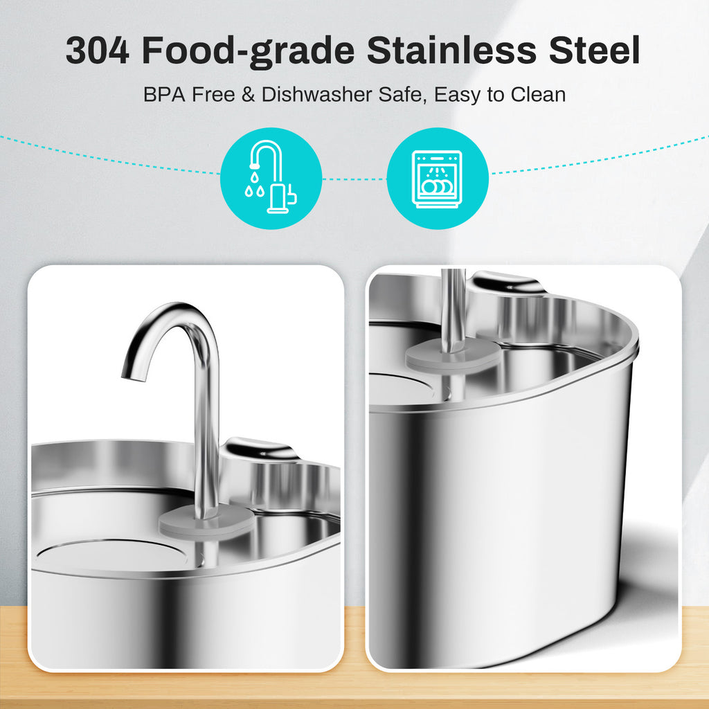 Smart Pet Water Fountain — 2.2L Stainless Steel, Multi-Filtration, Quiet Pump, 6 Styles