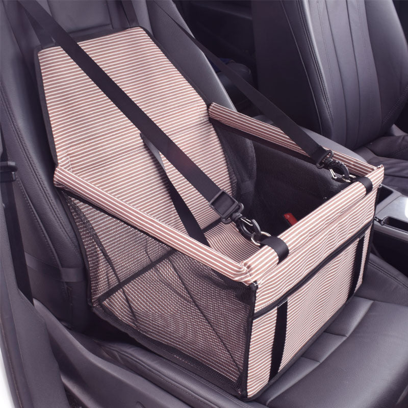 Pet Car Travel Bag — Breathable Mesh, Oxford Cloth, 4 Stripe Colors