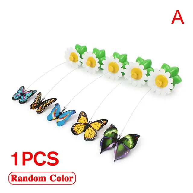 Electric Butterfly & Hummingbird Cat Toy — Auto-Rotating, PP + Steel Wire, Random Color