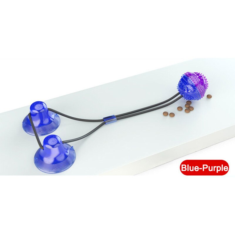 Suction Cup Dog Toy — Elastic Rope & Treat Ball, Food-Grade Rubber, 4 Colors