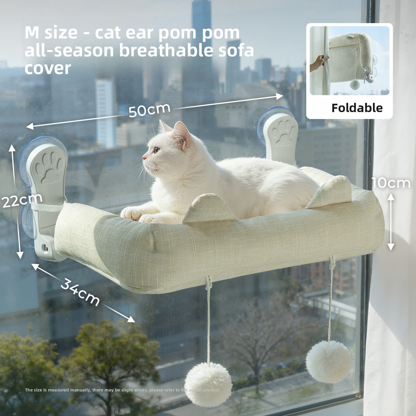Foldable Cat Window Hammock — Suction Cup Mount, Washable, 15kg Capacity, Sizes M & L