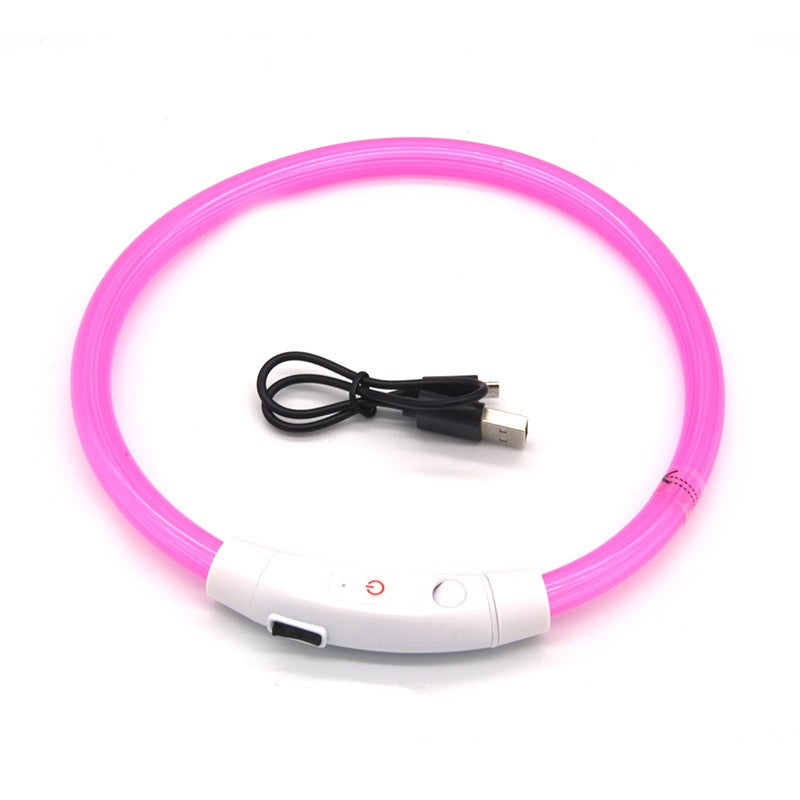 USB Rechargeable LED Dog Collar — Fiber Optic Glow, 3 Colors, S/M/L