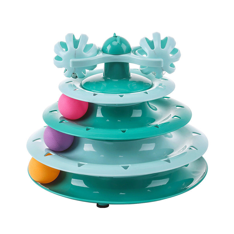 4-Layer Cat Track Ball Toy — Interactive Spinning Turntable, 3 Colors