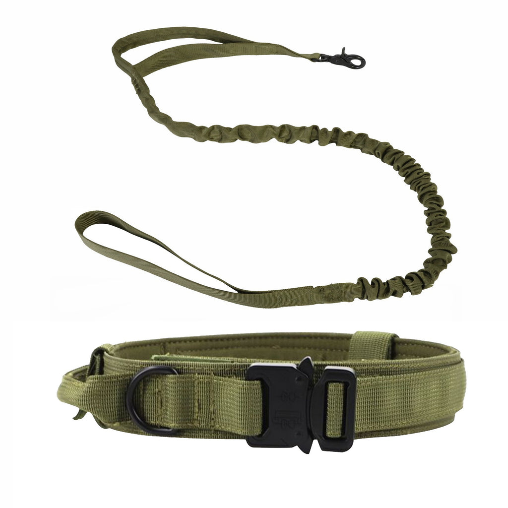 Tactical Dog Collar & Leash Set — Heavy-Duty Nylon, 8 Colors, Sizes M–XL