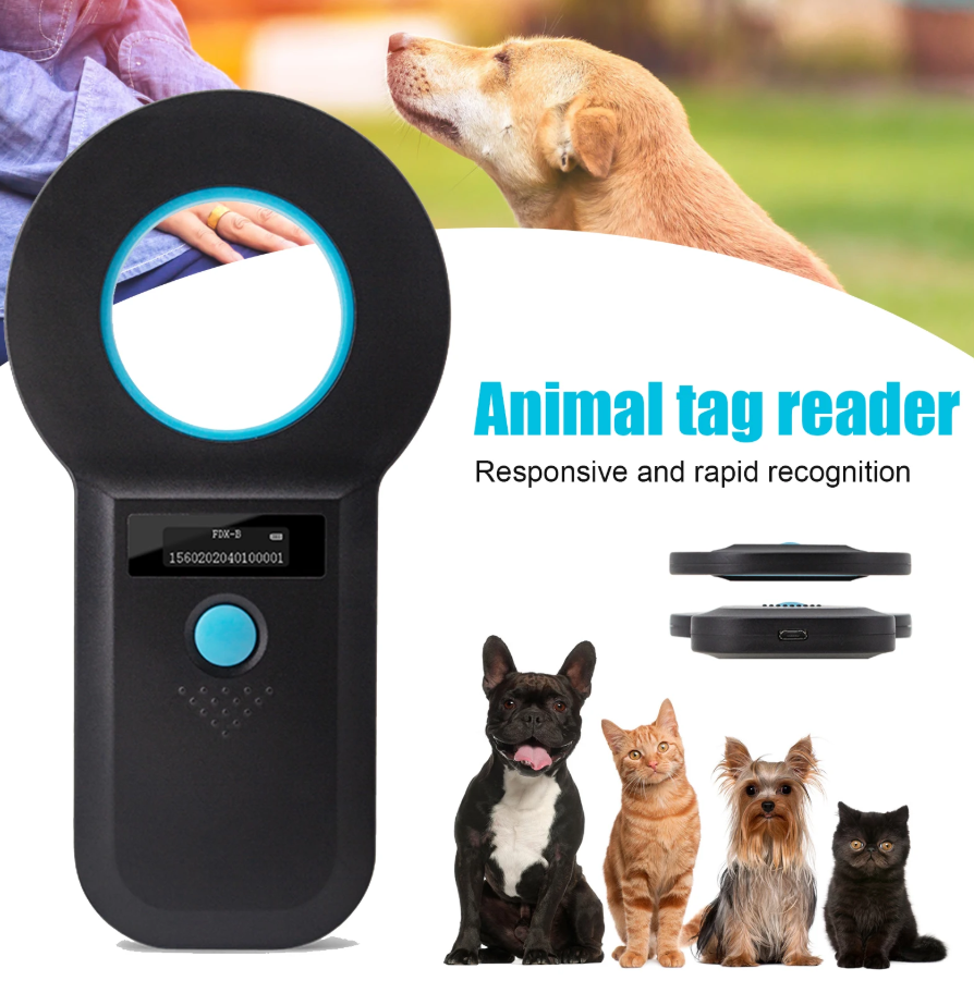 RFID Pet Microchip Scanner — 134/125kHz, OLED Display, USB & Bluetooth (W90B)