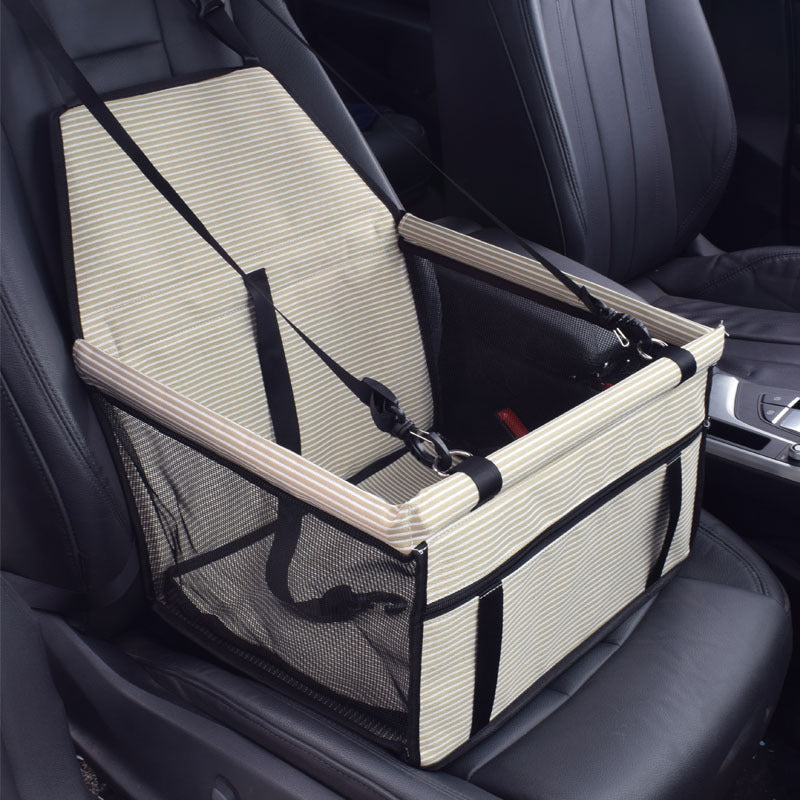 Pet Car Travel Bag — Breathable Mesh, Oxford Cloth, 4 Stripe Colors
