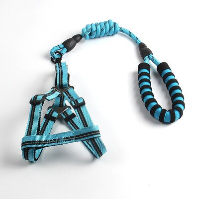 Reflective Nylon Dog Leash & Vest Harness Set — 4ft, 3 Widths, 5 Colors, Large Dogs