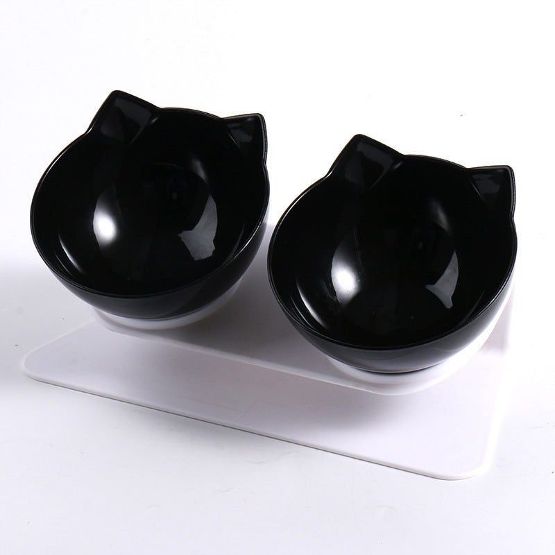 Tilted Double Pet Bowl — Anti-Tip, Non-Slip, Food & Water Together, 7 Styles
