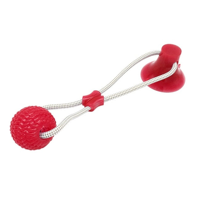 Suction Cup Dog Chew Toy — TPR Rubber Molar Ball for Teeth Cleaning & Self-Play