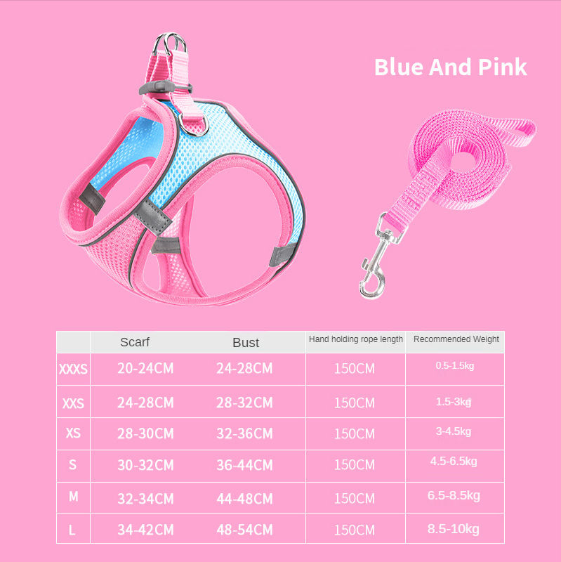 Breathable Mesh Vest Harness — Reflective, 6 Sizes XXXS–L, 5 Color Suits