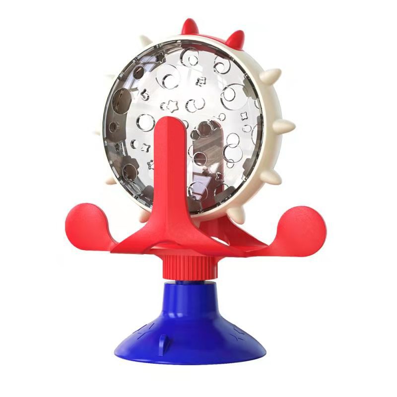 Cat Windmill Turntable Treat Leaking Toy — 360° Spin, Suction Base, ABS+TPR, 4 Colors