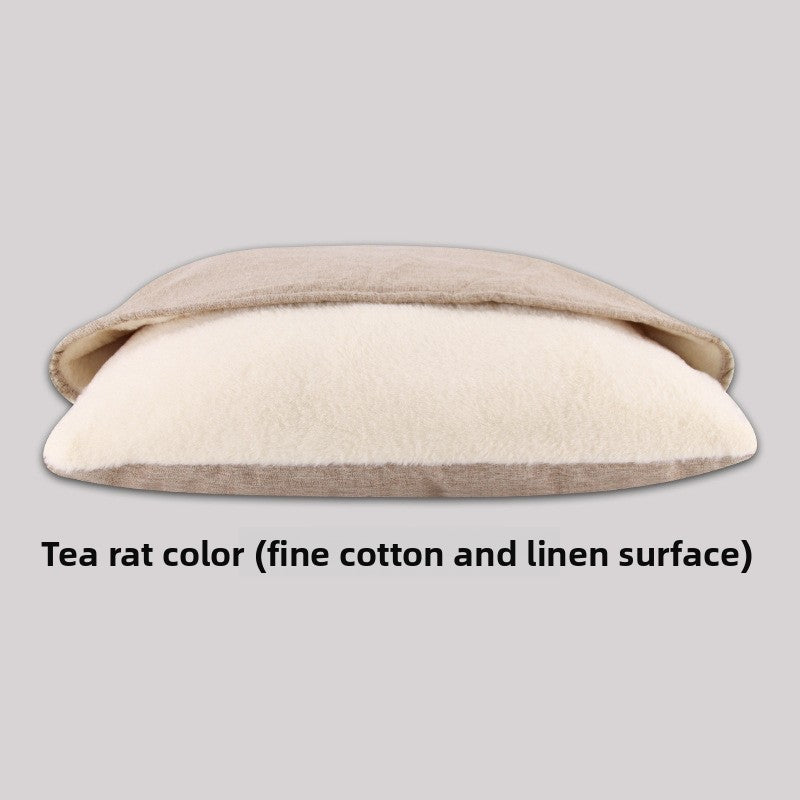 Removable Washable Pet Sleeping Bag Nest — Plush & Cotton Linen, 7 Colors, Sizes S–XL