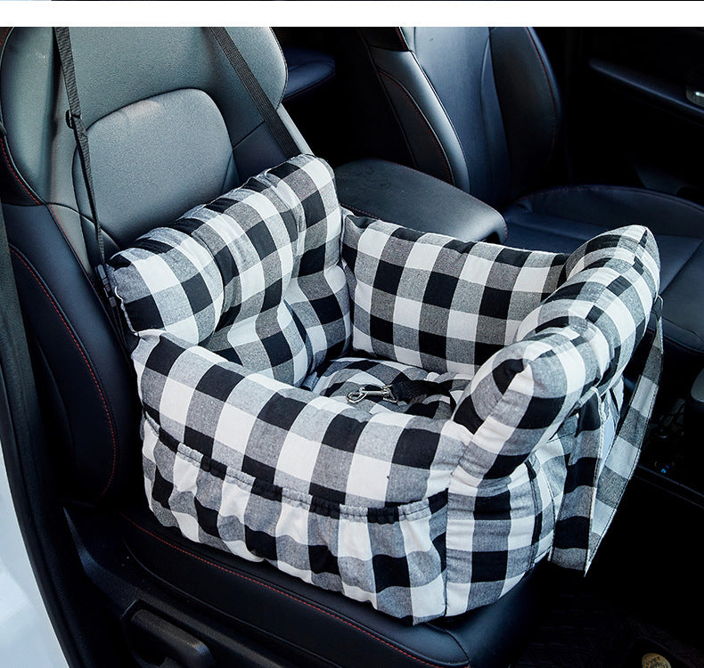 Plush Car Dog Bed — Breathable PP Cotton Travel Nest for Small & Medium Dogs