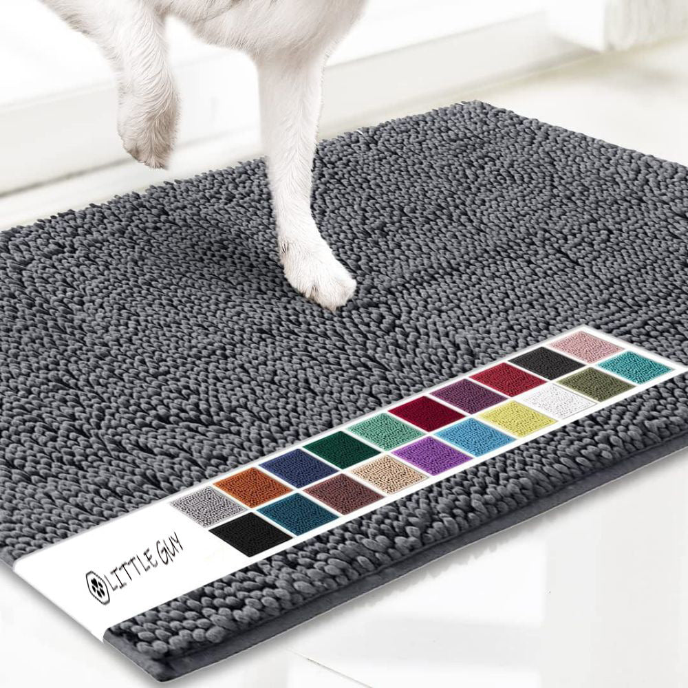 Chenille Plush Anti-Slip Pet Mat — Machine Washable, 8 Sizes, 19 Colors