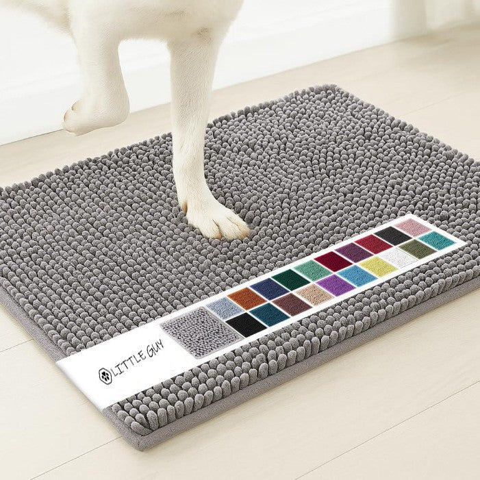 Chenille Plush Anti-Slip Pet Mat — Machine Washable, 8 Sizes, 19 Colors