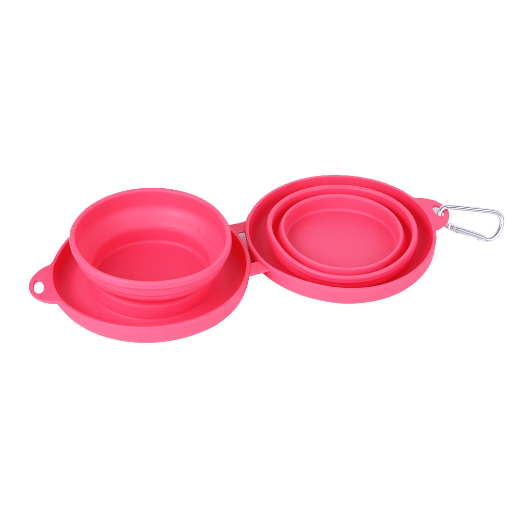 Portable Folding Silicone Double Pet Bowl – Outdoor Food & Water Tableware