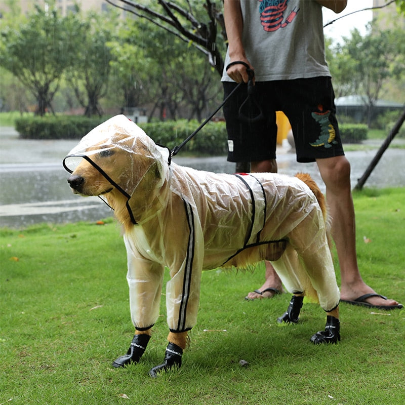 Transparent Dog Raincoat — Lightweight Waterproof Coat, White, Sizes M–7XL