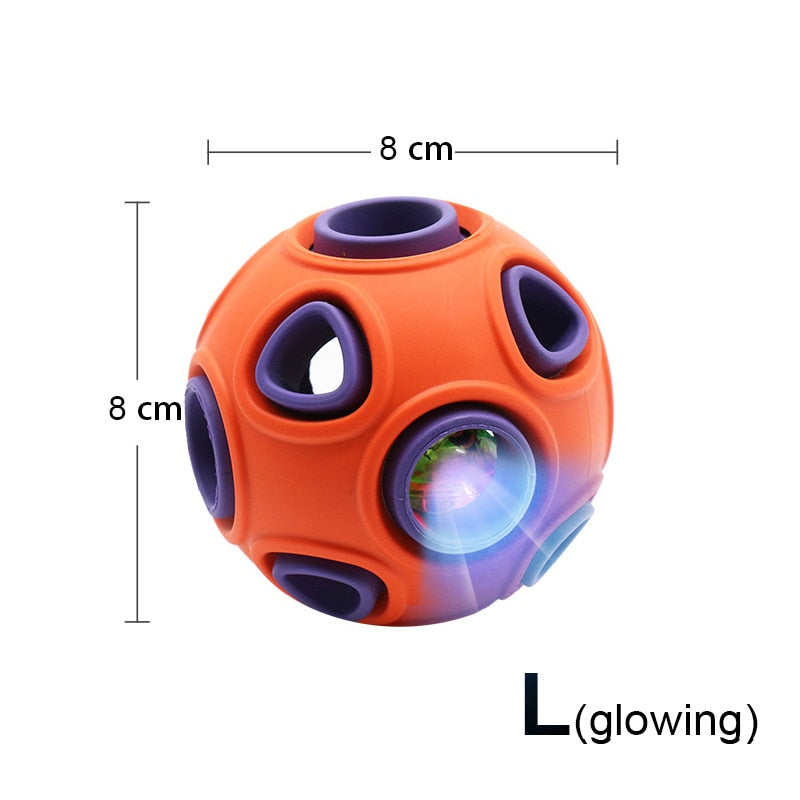 Interactive Rubber Treat Ball Dog Toy — Hollow, Glowing & Bells Variants, S or L