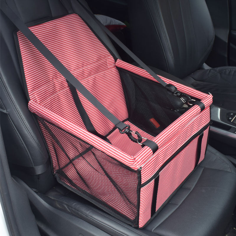 Pet Car Travel Bag — Breathable Mesh, Oxford Cloth, 4 Stripe Colors