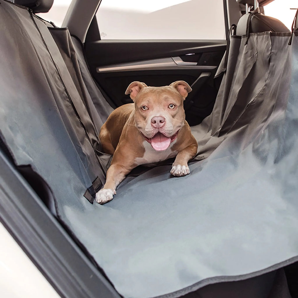Pet Hammock Car Seat Cover — Waterproof, Machine Washable, Full Back Seat, Grey